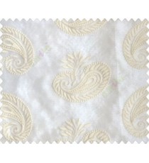 Cream on cream base paisley design embroidery sheer curtain